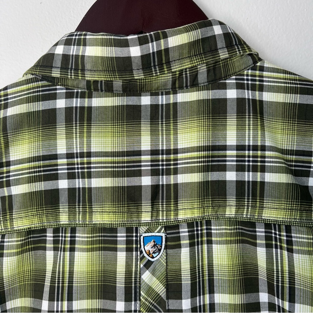 KUHL Men's XXL Green Plaid Pearl Snap ELUXUR Short Sleeve Shirt GORPCORE- FLAWED - Picture 9 of 16